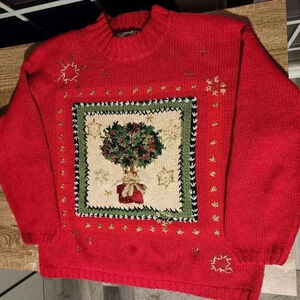 Vintage Retro Christmas Holiday Sweater Thick Knit Women's M L
